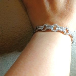 925 Solid Sterling Silver and Cubic Zirconia Tennis Bracelet with box clasp